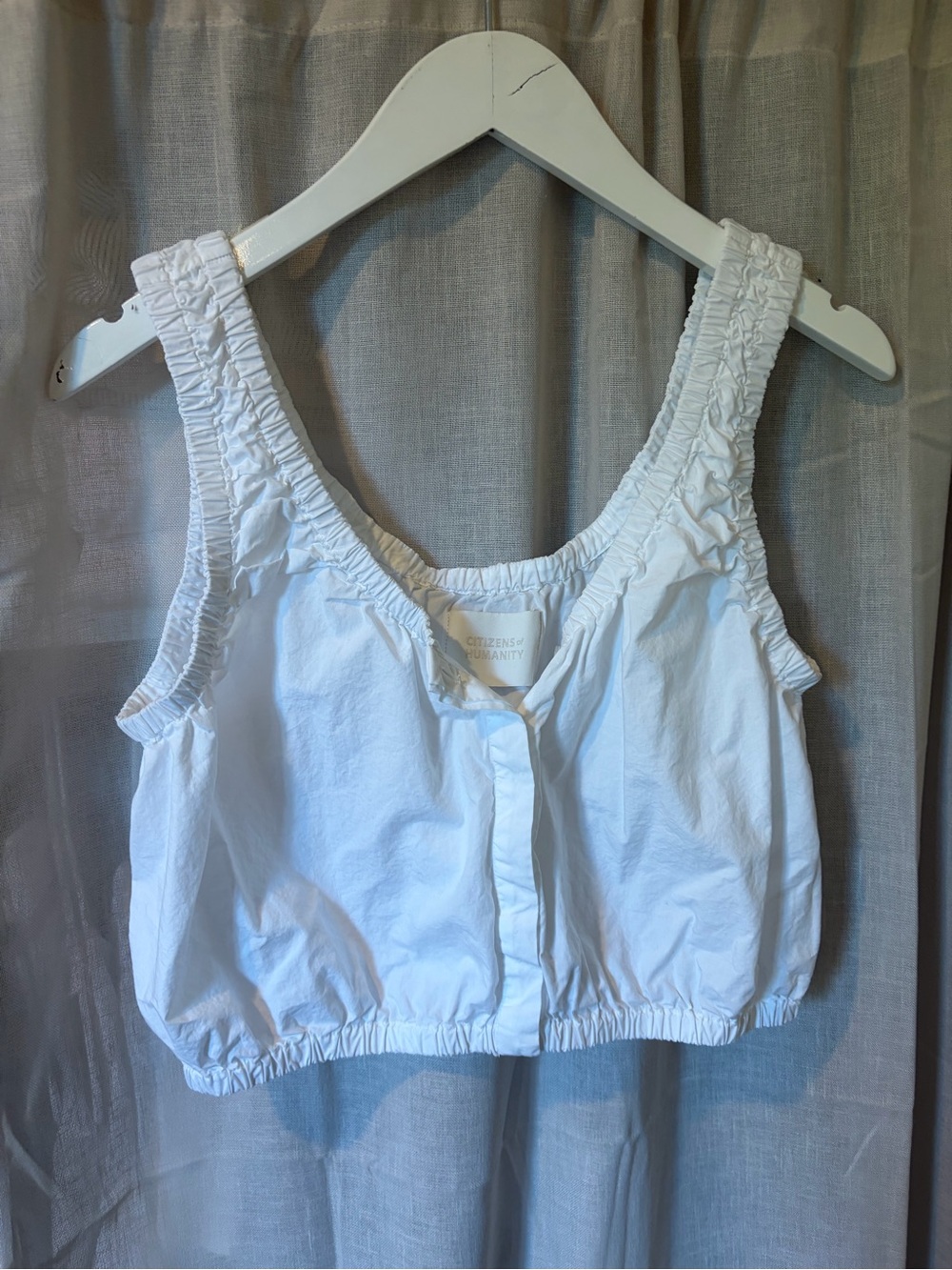 Citizens Of Humanity White Ruched Strap Cropped Tank